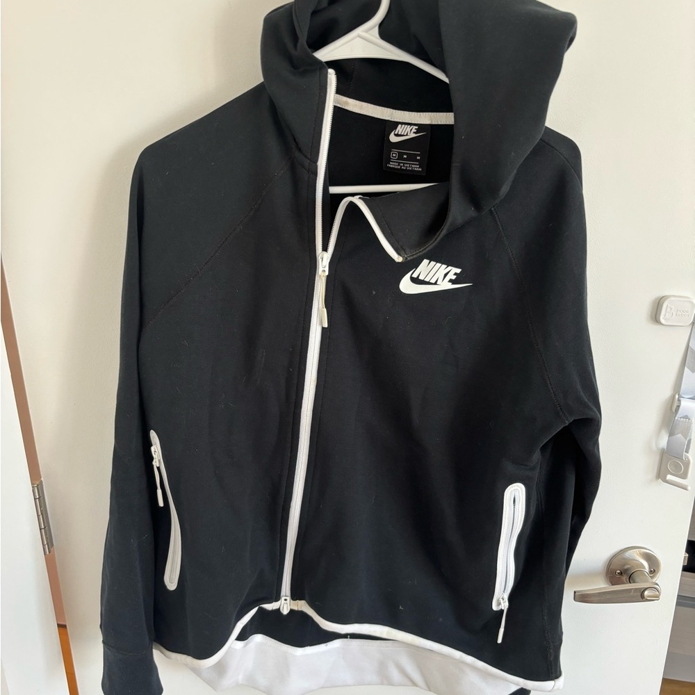 Nike Black and White Zip Hoodie